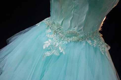 Mint Green Strapless Sheath Wedding Dress - Layered Tulle Ruffle Dress - Princess Wedding Dress with Sweetheart Neckline Plus Size